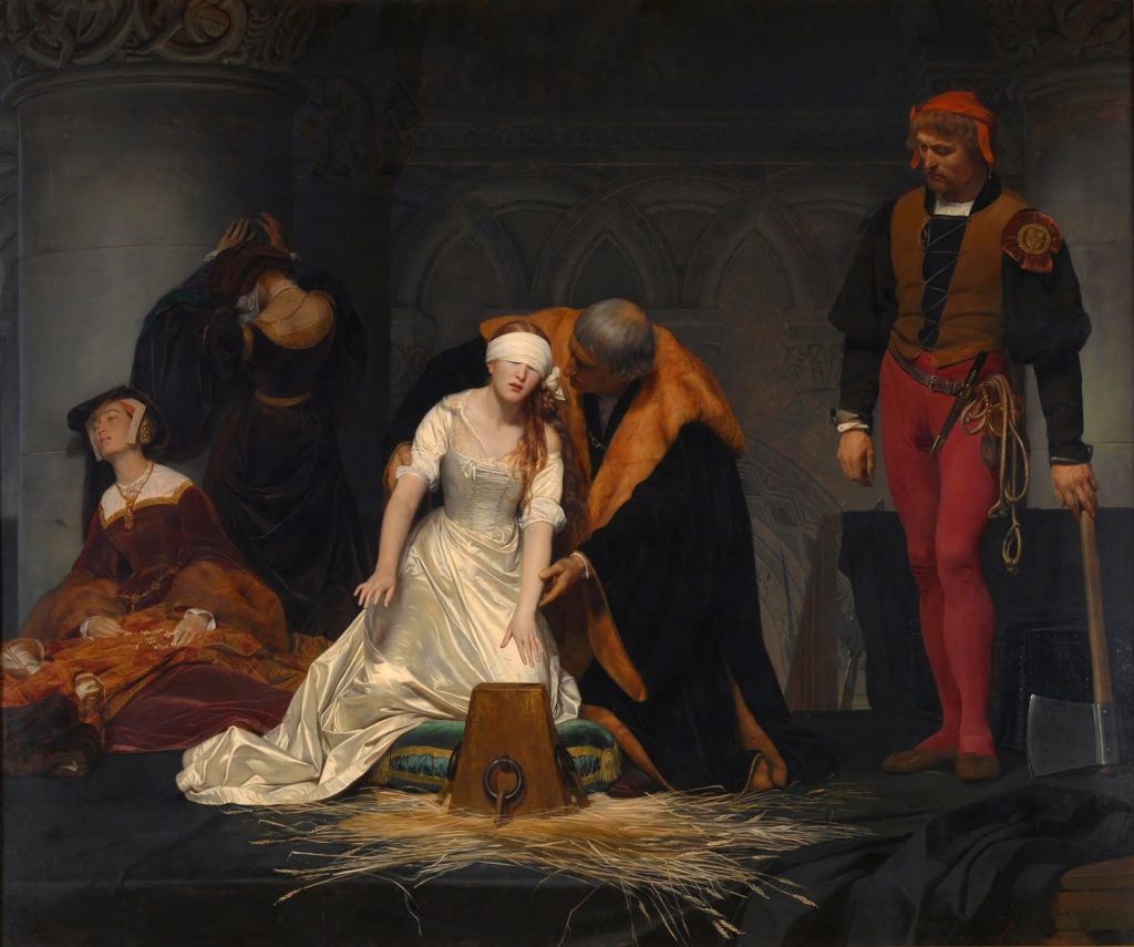 The execution of Lady Jane Grey by Paul Delaroche National Gallery London Fair use applies educational / critique use only. Source: Wikimedia Commons  